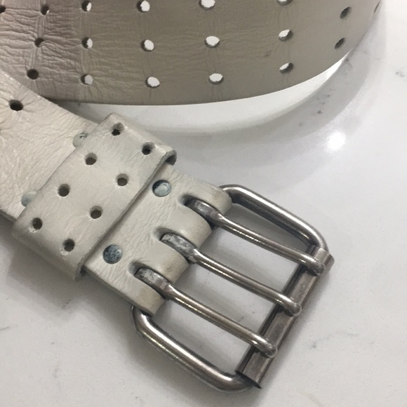 Vintage Harness Steer hide white belt sz 34 - Picture 7 of 8